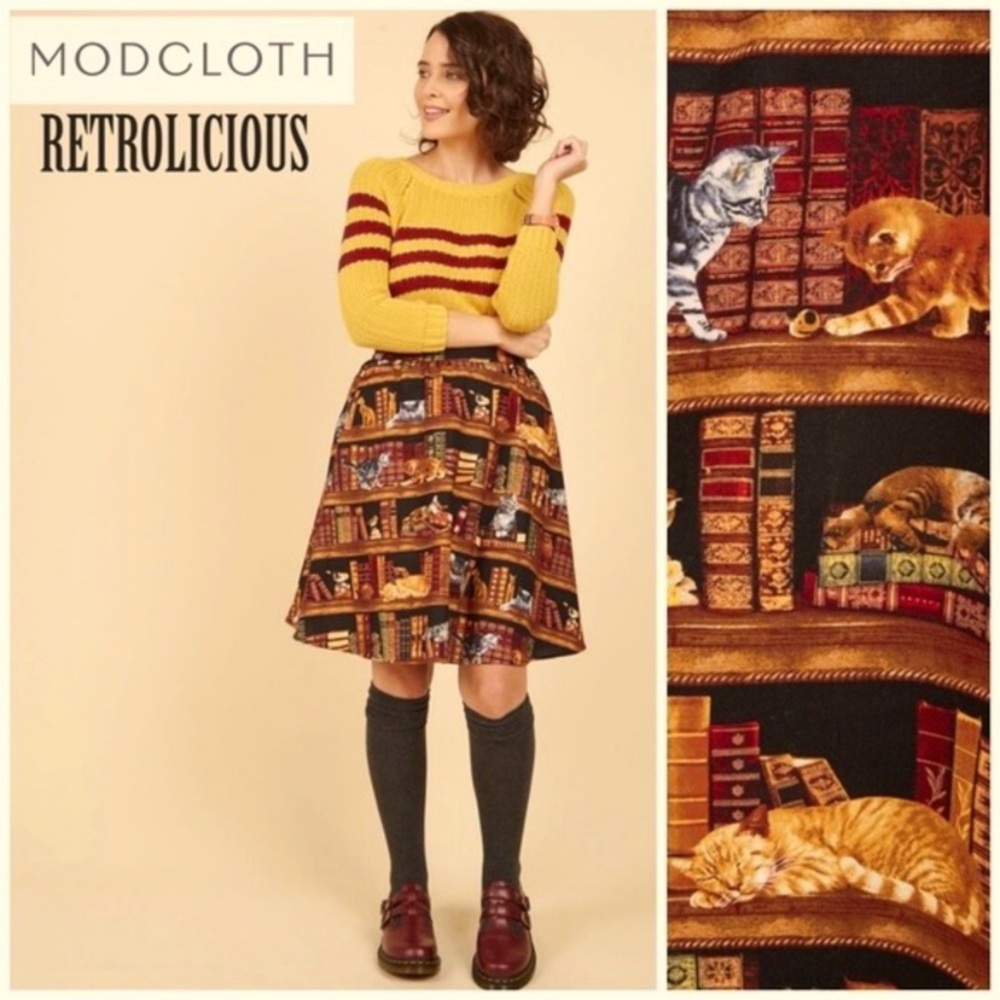 📚Retrolicious Cat Library Skirt🐱